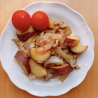 秋のメイン料理☺️さつまいもの生姜焼き